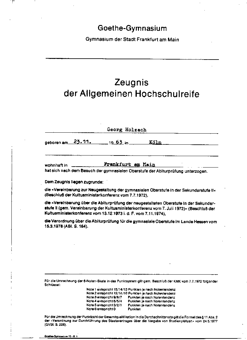 Zeugnis Abitur
