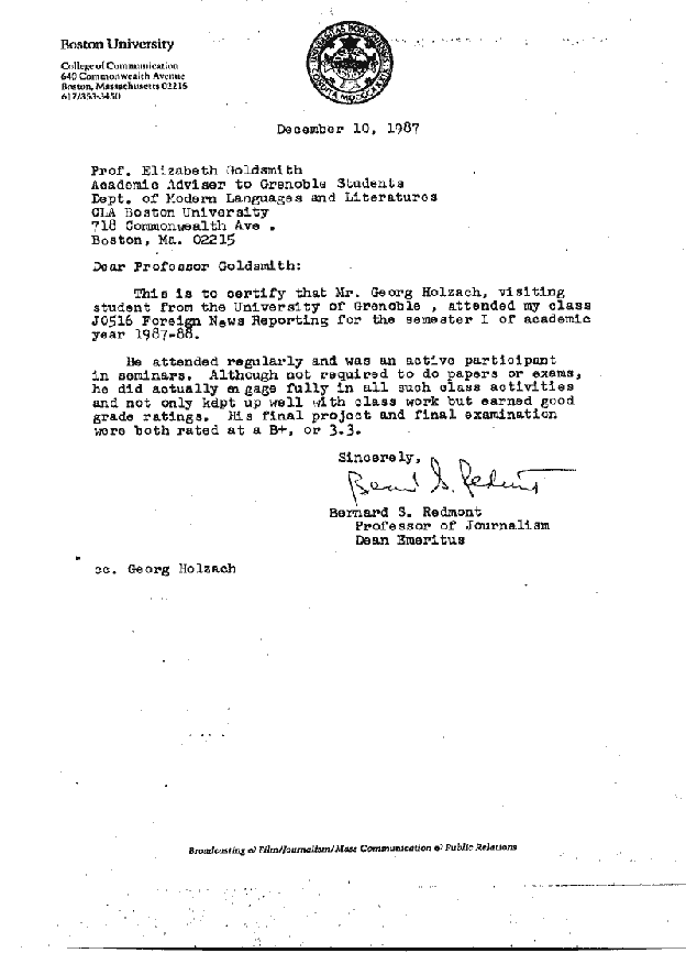 Zeugnis Boston Georg Holzach Zeugnis Boston Georg Holzach