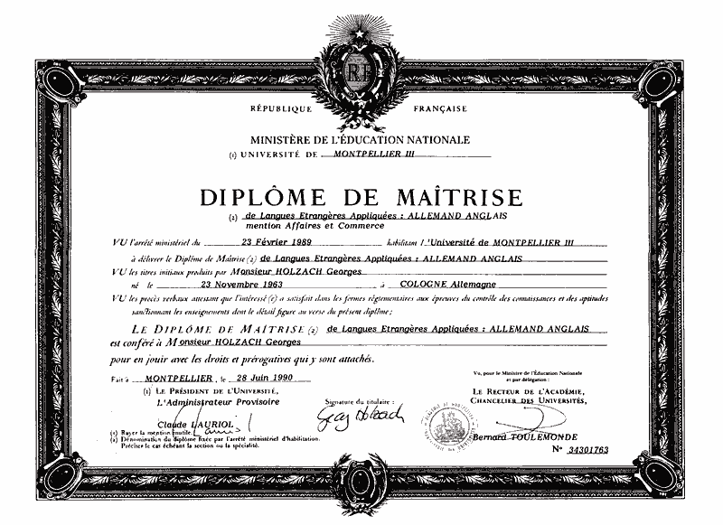 Moderator Georg Holzach Zeugnis Montpellier Moderator Georg Holzach Zeugnis Montpellier